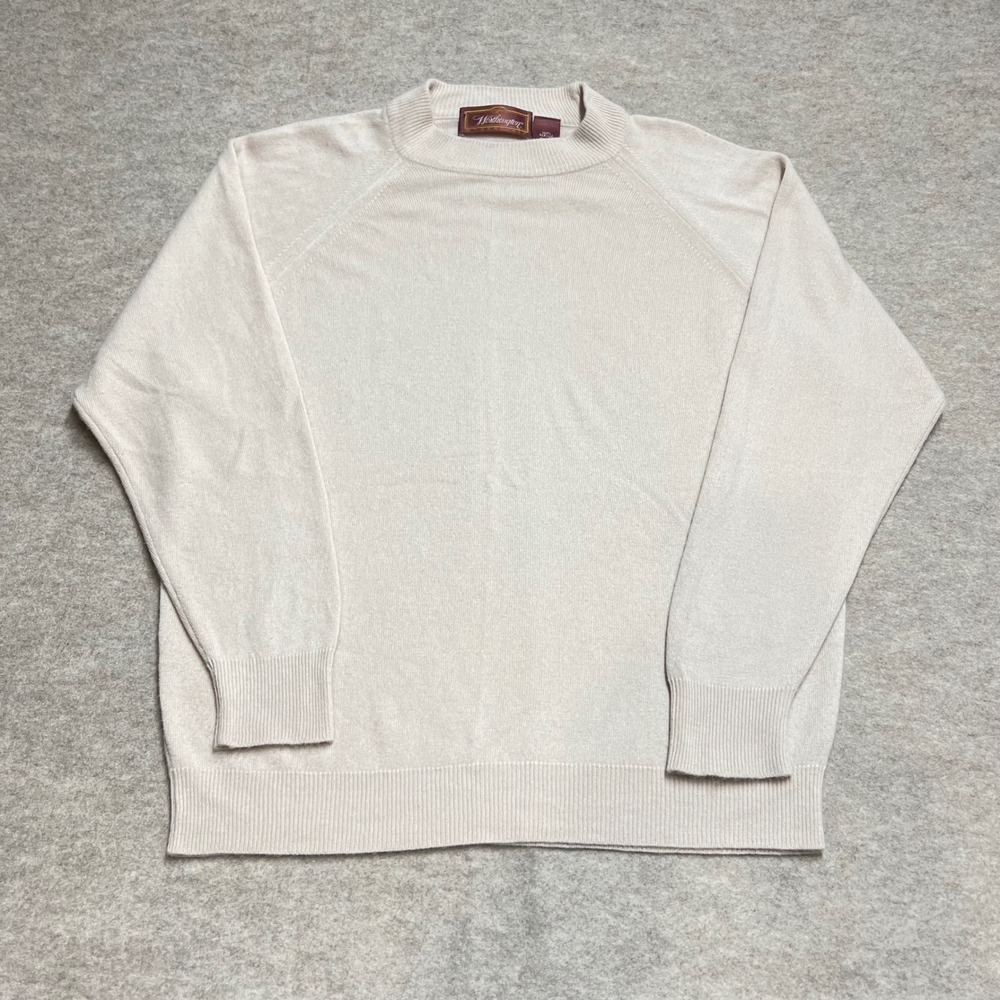 Vintage Made in USA Worthington Cream Crewneck Sweater Raglan Sleeve Sz L EUC